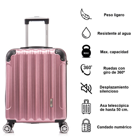 Mala de Cabine 55x40x20cm Policarbonato (44L) - 20 Polegadas - Rosa Dourado