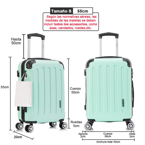 Mala de Cabine ABS 55x40x20cm (40L) - 20 Polegadas Menta - Marina