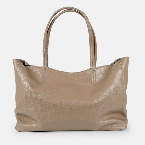 Mala shopper de senhora em pele para personalizar cáqui Luna
