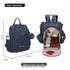 Mochila Antirroubo Impermeável para mulher (14.80L) | Mochila Conversível em mala de mão com pompão e alça removível de adorno Azul Marinho