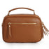 Bolso de bandolera de piel con asa de mano doble cremallera Marrón Elsa
