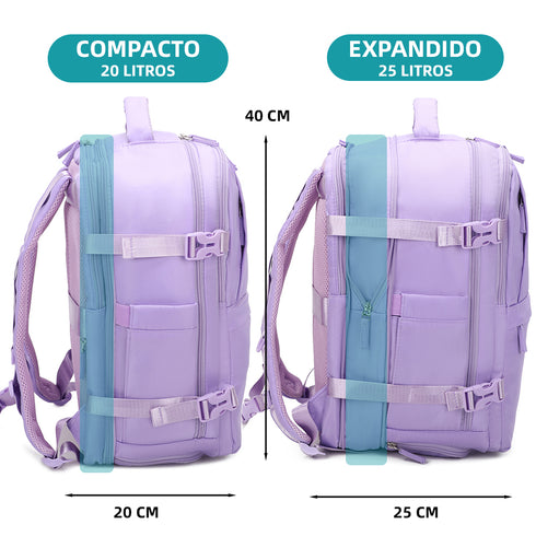 Mochila de viagem de cabine expansível dos anos 90 para Ryanair 40x25x20-25cm, com bolsa para sapatilhas, mochila casual