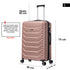 RAYKONG Mala Grande Expansível ABS+Policarbonato 75x49x31cm - 33.50cm Estendida | 114L - 123L | 28 Polegadas | 25kg semirrígidas cadeado de combinação - RosaDourado