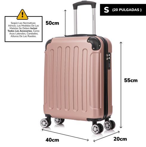 Raykong Maleta Cabina ABS 55x40x20cm (44L) Maxima aprovechamiento de espacio - 20 Pulgadas - RosaDoradaRaykong