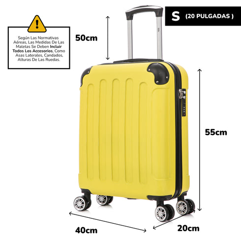 Raykong Mala de Cabine ABS 55x40x20cm (44L) Máximo aproveitamento do espaço - 20 Polegadas - Amarelo