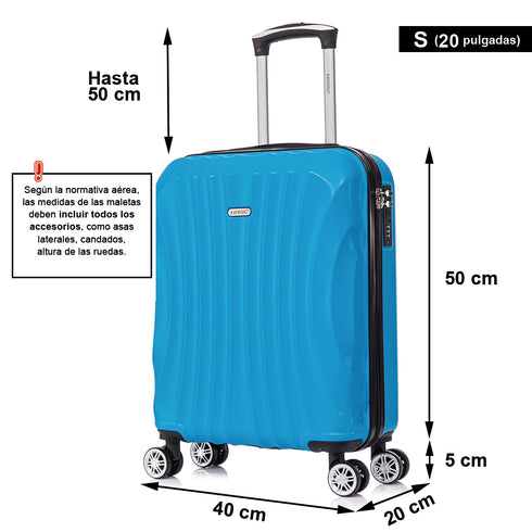 Raykong Mala de Cabine ABS 55x40x20cm (44L) - 20 Polegadas Turquesa - Waves