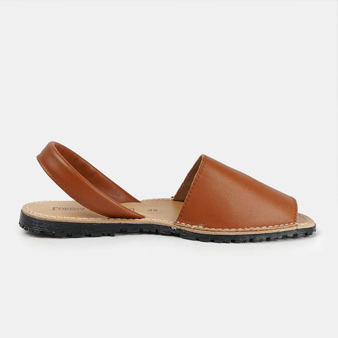 Alpercatas de pele para mulher castanhas Adara