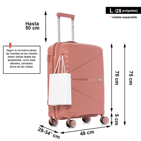 Mala Grande Extensível Anos 90 75cm Castanho Rosa