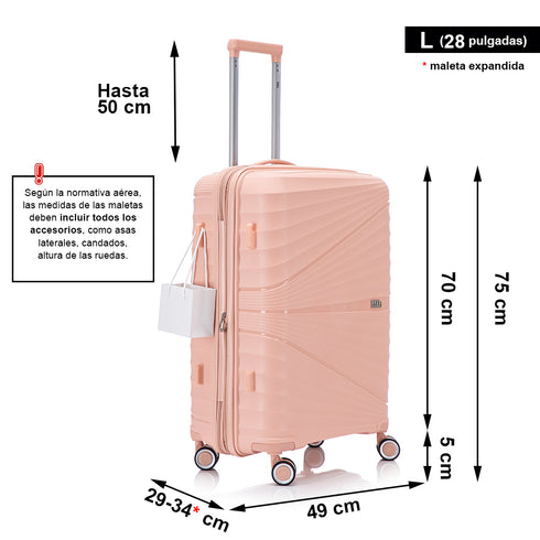 Mala Grande Extensível Anos 90 75cm - Chocolate (Rosa Claro)