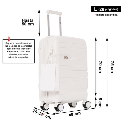Mala Grande Extensível de 75cm dos anos 90 - Bass (Branco)