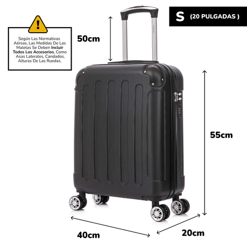 Raykong Mala de Cabine ABS 55x40x20cm (44L) Máximo aproveitamento do espaço - 20 Polegadas - Preto
