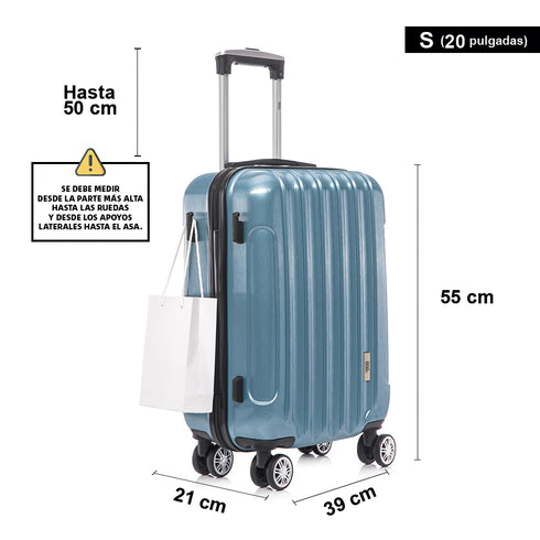 Maleta Cabina 55x39x21cm Policarbonato 45L - 20 Pulgadas Azul - Seda
