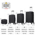 Conjunto de 4 Malas ABS+PC|Necessaire 29cm|Cabine 55x40x20cm|Média Expansível 20kg-23kg - 66x45x27.50-30cm|Grande Expansível 23kg-25kg - 75x49x31-33.50cm | Preto