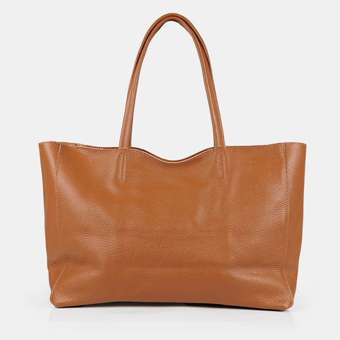 Mala shopper para mulher em pele personalizável castanha Luna