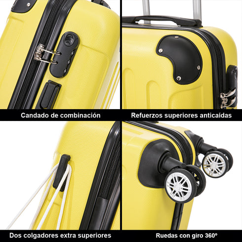 Mala de Cabine ABS 55x40x20cm 44L - 20 Polegadas Amarelo - Marina
