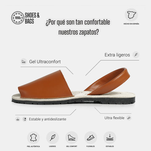 Alpercatas de pele para mulher castanhas Adara