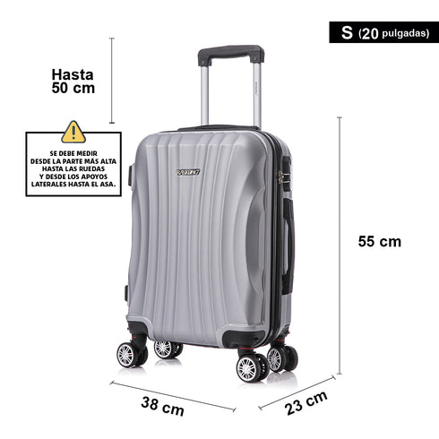 Raykong Maleta Cabina ABS 55x38x23cm 44L - 20 Pulgadas Plateada - Waves