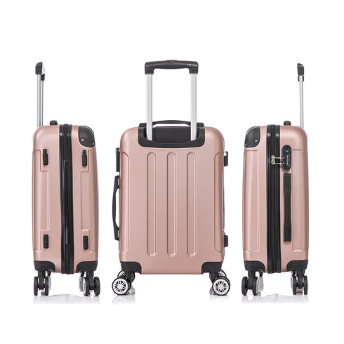 RAYKONG Maleta Mediana ABS 66x43x25cm | 71L | 24 Pulgadas | hasta 23kg semirígidas - RosaDorada