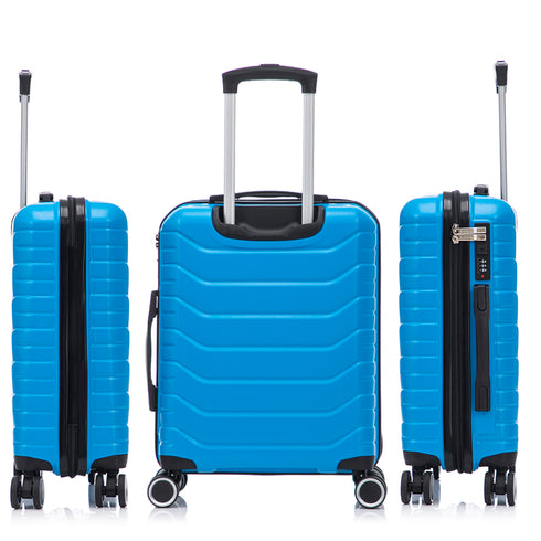 Conjunto de 3 Malas|Necessaire 29x35x16.50cm|Mala de Cabine ABS+PC 55x40x20cm|Média Expansível 20kg-23kg - 66x45x27.50-30cm | Turquesa