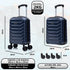 Mala de Cabine ABS 40x30x20(24L) | Capacidade Máxima | Bagagem de Mão com Rodas Desmontáveis para Ryanair | Vueling | EasyJet - Azul Marinho