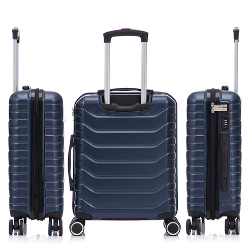 RAYKONG Maleta Grande Expandible ABS+Policarbonato 75x49x31cm - 33.50cm Extendido | 114L - 123L | 28 Pulgadas | 25kg semirígidas candado combinación - AzulMarino