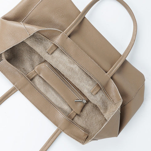 Mala shopper de senhora em pele para personalizar cáqui Luna