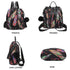 Mochila Antirroubo Impermeável para Mulher (14.80L) | Mochila Conversível em mala de ombro com pompom e alça removível de adorno Penas