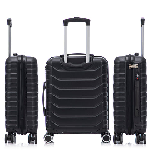 RAYKONG Mala Média Expansível ABS+Policarbonato 66x45x27.50cm - 30cm Expandida | 82L - 90L | 24 Polegadas | 23kg semirrígida cadeado de combinação - Preto