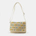 Bolso bandolera de rafia con bolitas para mujer beige Nadia