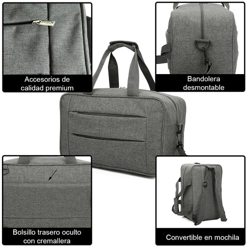 Mala de cabine conversível em mochila Raykong 40x20x25cm Ryanair 10kg bagagem de mão mala de cabine Vueling cinzenta
