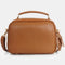 Bolso de bandolera de piel con asa de mano doble cremallera Marrón Elsa