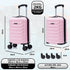 Mala de Cabine ABS 40x30x20(24L) | Capacidade Máxima | Bagagem de Mão com Rodas Destacáveis para Ryanair | Vueling | EasyJet - Rosa Claro
