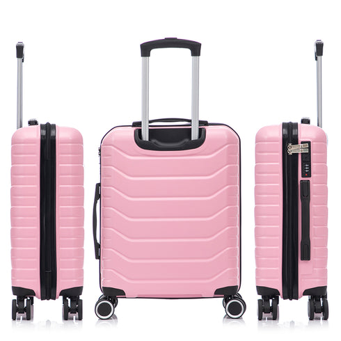 Conjunto de 3 Maletas|Neceser 29x35x16.50cm|Maleta Cabina ABS+PC 55x40x20cm|Mediana Expandible 20kg-23kg - 66x45x27.50-30cm | Rosa Claro