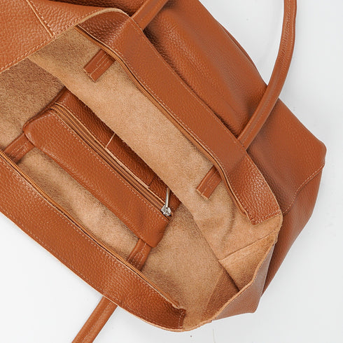 Mala shopper para mulher em pele personalizável castanha Luna