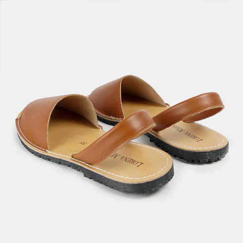 Alpercatas de pele para mulher castanhas Adara