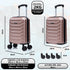 Mala de Cabine ABS 40x30x20(24L)| Capacidade Máxima| Bagagem de Mão com Rodas Removíveis para Ryanair | Vueling | EasyJet - Rosa Dourado