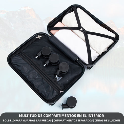 Mala de Cabine ABS 40x30x20(24L) | Capacidade Máxima | Bagagem de Mão com Rodas Desmontáveis para Ryanair | Vueling | EasyJet - Azul Marinho
