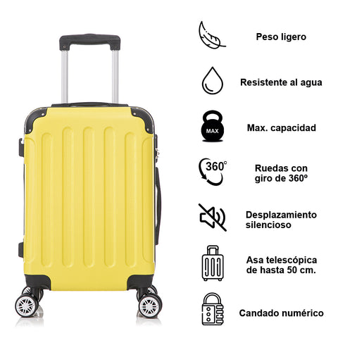 Mala de Cabine ABS 55x40x20cm 44L - 20 Polegadas Amarelo - Marina