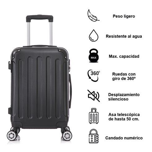 Mala de Cabine ABS 55x40x20cm 44L - 20 Polegadas Preto - Marina