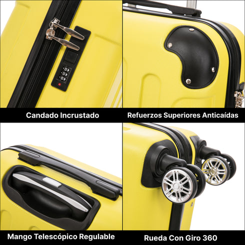 Raykong Mala de Cabine ABS 55x40x20cm (44L) Máximo aproveitamento do espaço - 20 Polegadas - Amarelo