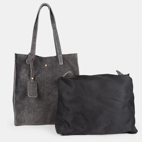 Mala tote de pele lisa cinzenta Cloe