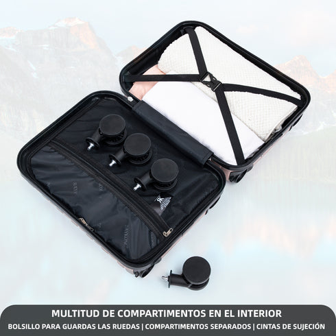 Mala de Cabine ABS 40x30x20(24L)| Capacidade Máxima| Bagagem de Mão com Rodas Removíveis para Ryanair | Vueling | EasyJet - Rosa Dourado