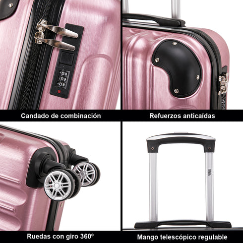 Mala de Cabine 55x40x20cm Policarbonato (44L) - 20 Polegadas - Rosa Dourado