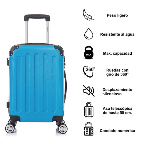 Maleta Cabina ABS 55x40x20cm 44L - 20 Pulgadas Turquesa - Marina