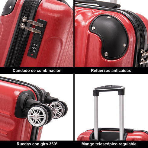 Mala de Cabine 55x40x20cm Policarbonato (44L) - 20 Polegadas - Vermelho