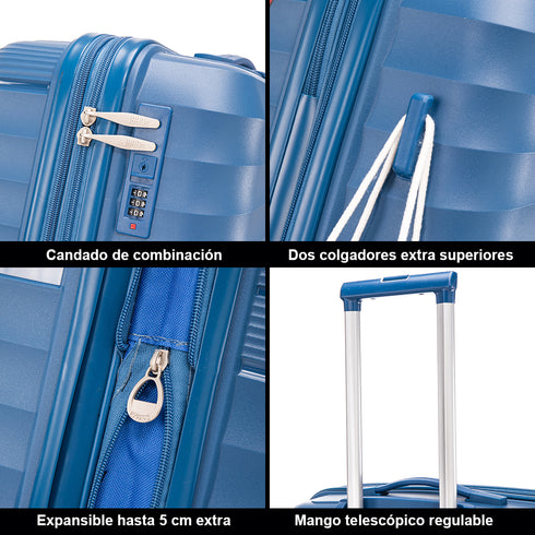 Mala de viagem grande extensível 75cm Castanho Azul-marinho anos 90