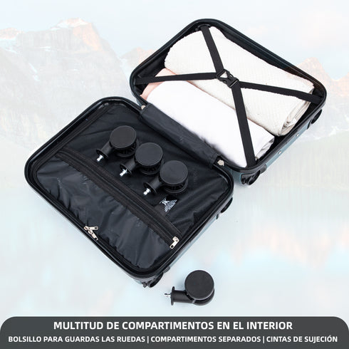 Mala de Cabine ABS 40x30x20(24L)| Capacidade Máxima| Bagagem de Mão com Rodas Removíveis para Ryanair | Vueling | EasyJet - Verde