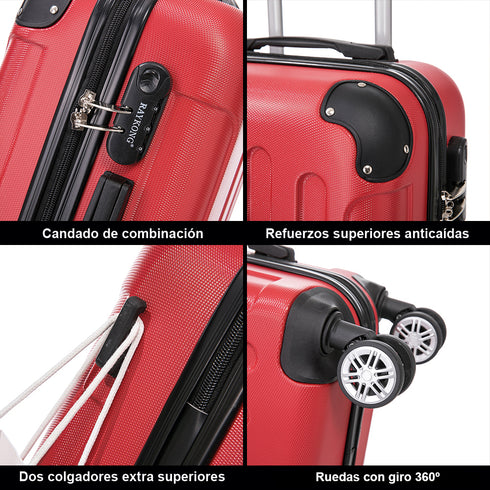 RAYKONG Mala Média ABS 66x43x25cm | 71L | 24 Polegadas | até 23kg semirrígida - Vermelho