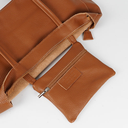 Mala shopper para mulher em pele personalizável castanha Luna