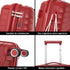Juego de maletas PP Rígida 3 piezas|Maleta Cabina 55cm|Maleta Mediana extensible 65cm|Maleta Grande Extensible 75cm|Choco Rojo